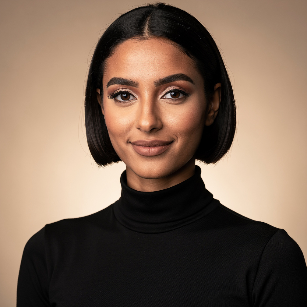 Studio portrait of a young North African woman lighting technician