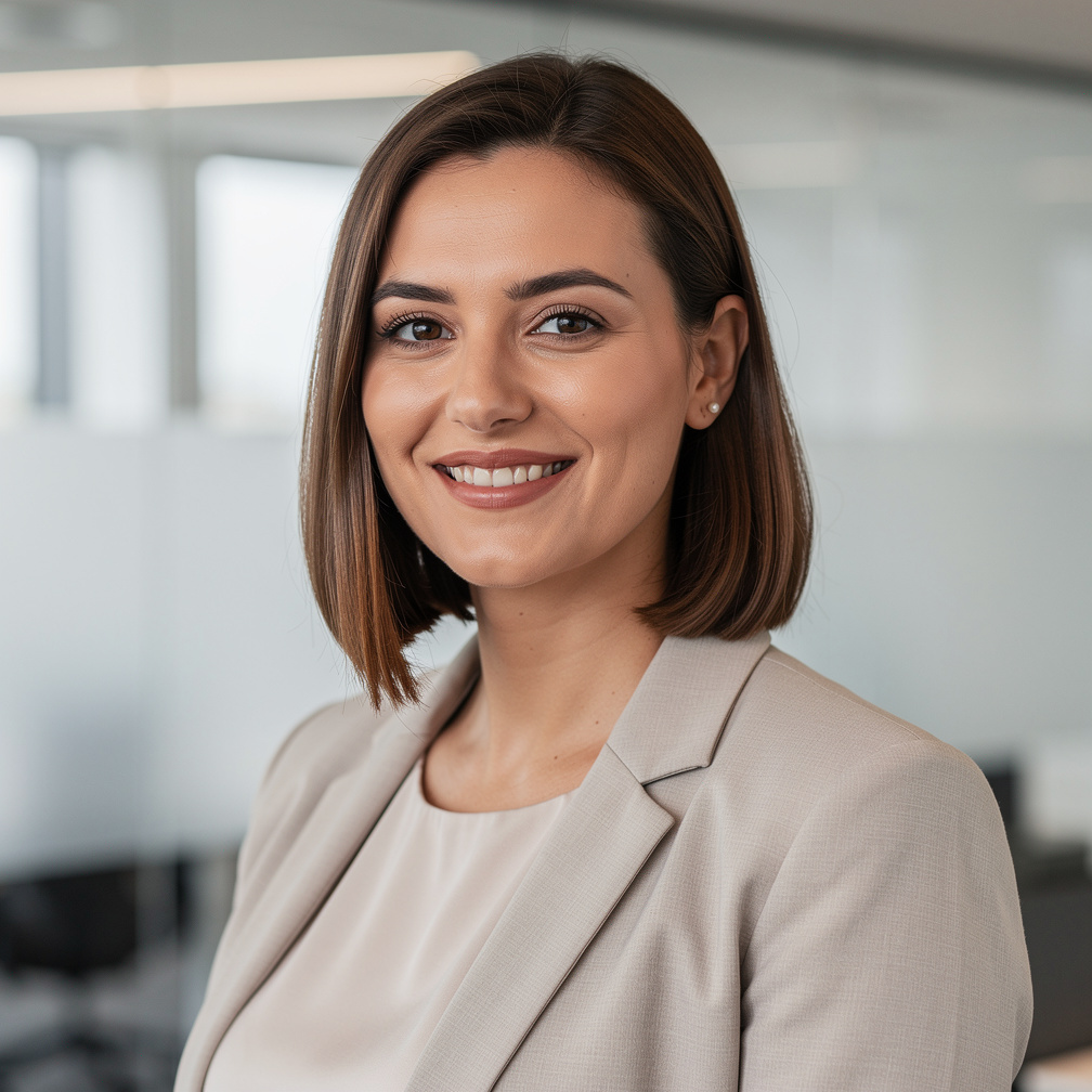 Portrait of a satisfied marketing manager woman